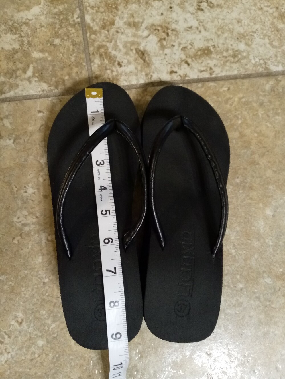 Black Women’s Wedge Flip Flop Sandals - Classic Casual - Picture 2 of 8